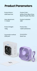 TOPK USB Portable Mini Fan 3 Speed 360°Rotatable Desk Fan