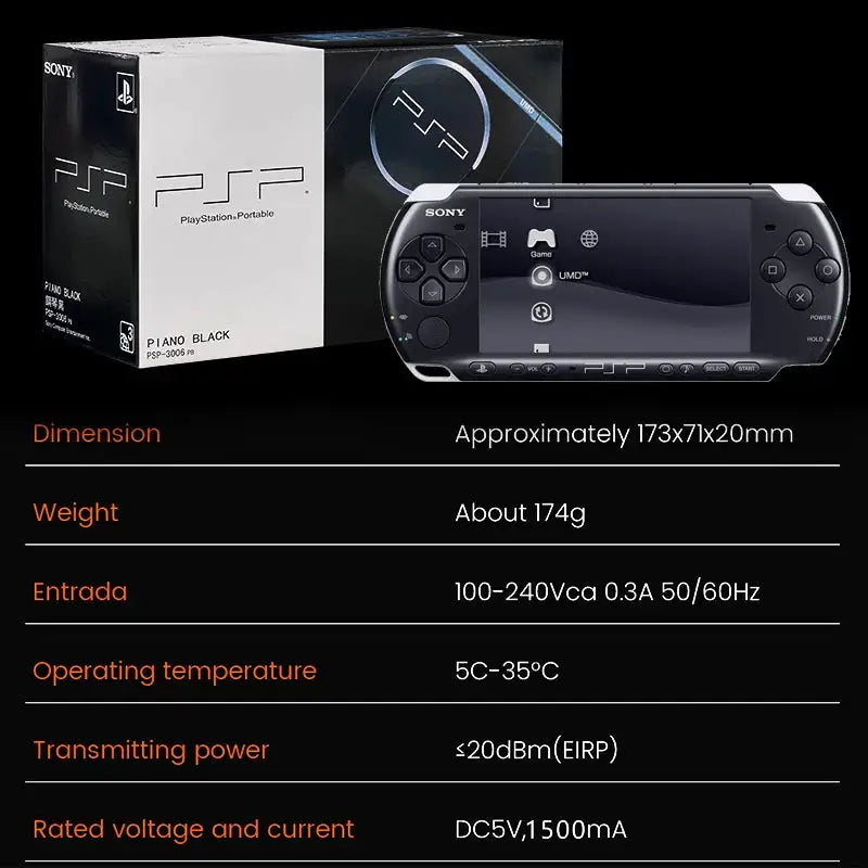 Original Sony PSP 3000 Handheld Game Console PlayStation Portable PSP-3006 Arcade Game Console Holiday Gift with Free Games