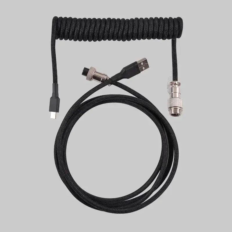 Coiled Type C USB Aviator Cable For Mechanical Keyboards