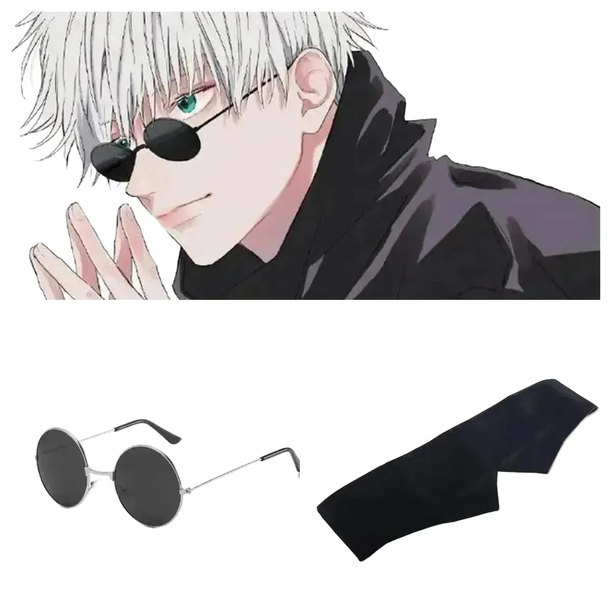 Jujutsu Kaisen Gojo Satoru Steampunk Round Glasses Cosplay