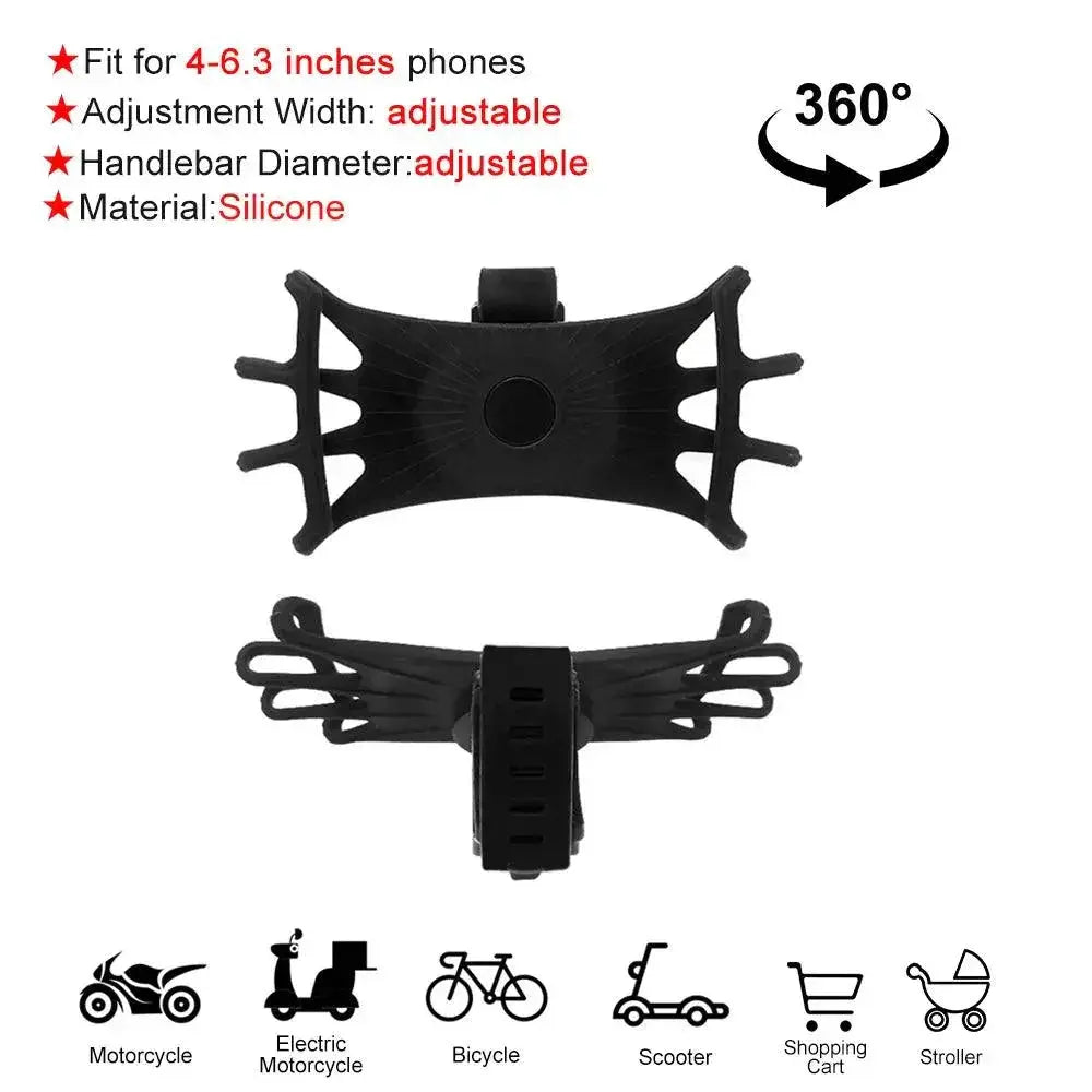 Silicone Universal Phone Holder For Bikes 360 Degree Mount