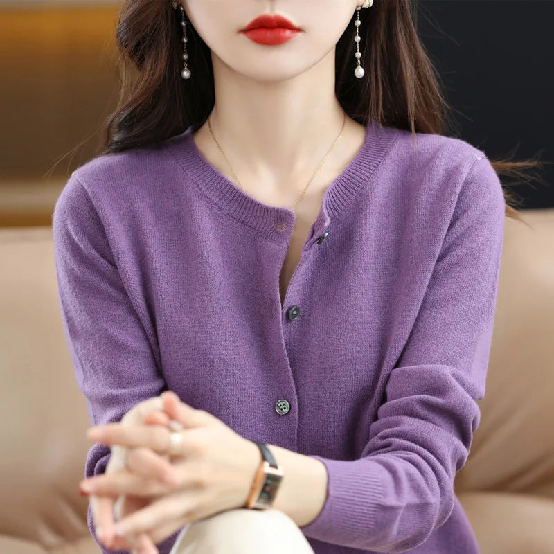 Crew Neck Knit Cardigan