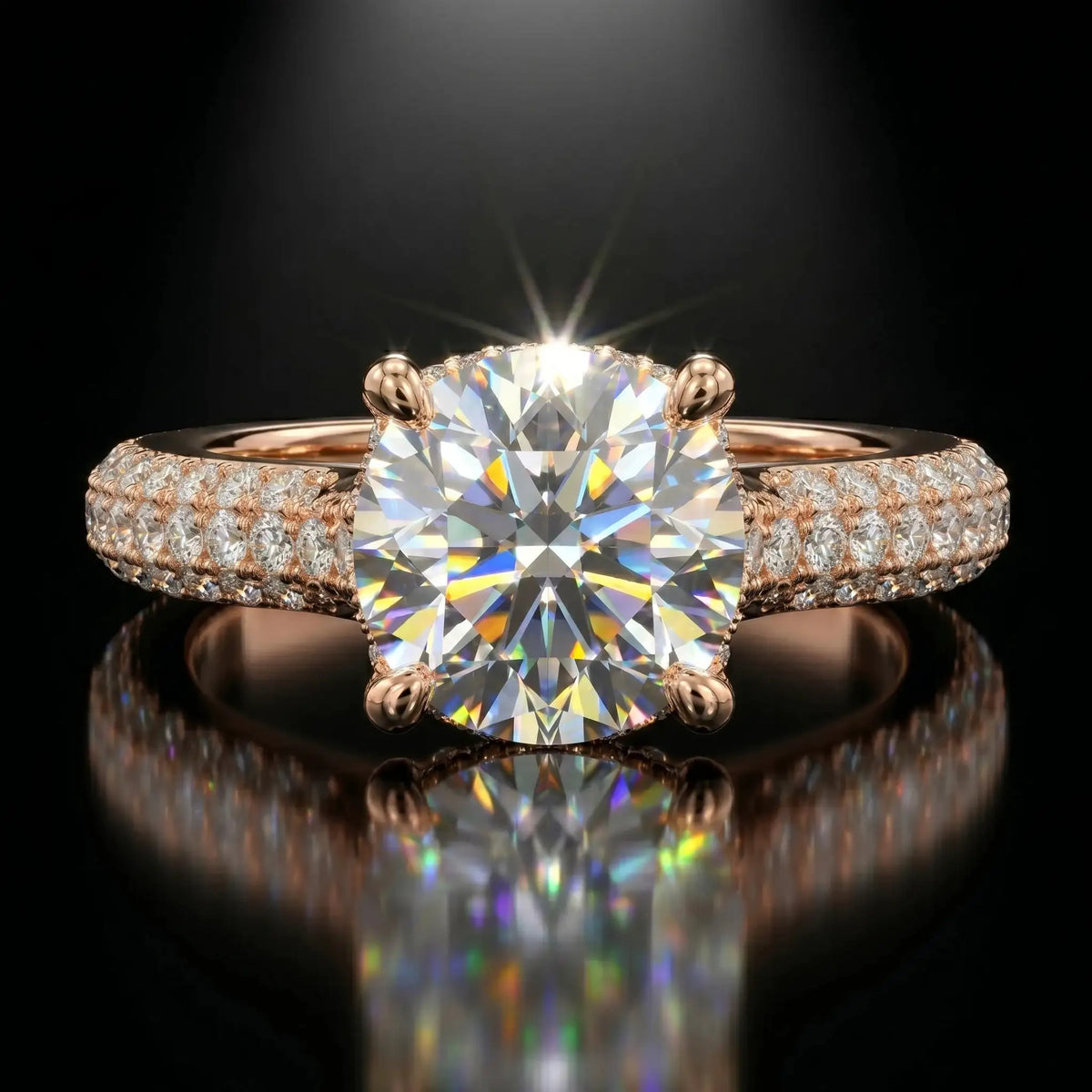 Round Moissanite Ring in Sterling Silver Carat — product view 1