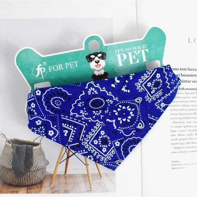 Dog Cat Bandana Collar Scarf With Leather Accessories