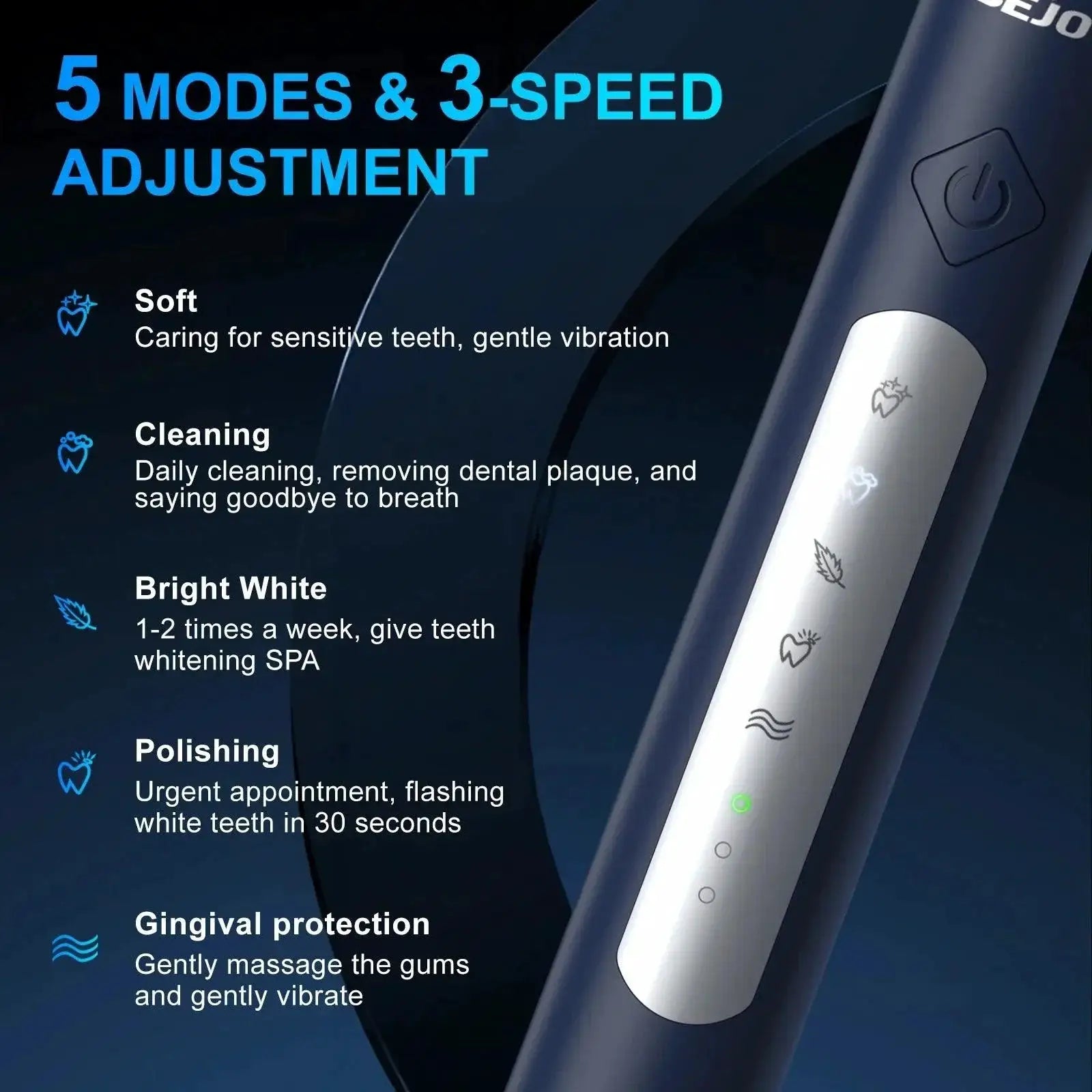 Smart Sonic Electric Toothbrush 5 Modes Deep Cleaning