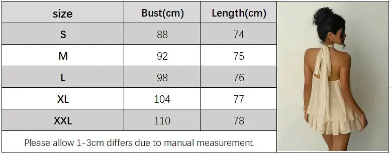 Women's Halter Neck Dress, Backless Tie-Front Chiffon Sheer Mini Skirt, Fashionable Sexy Y2K Vintage Cute Party Birthday Dress