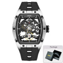 Mens Tonneau Skeleton Mechanical Watch
