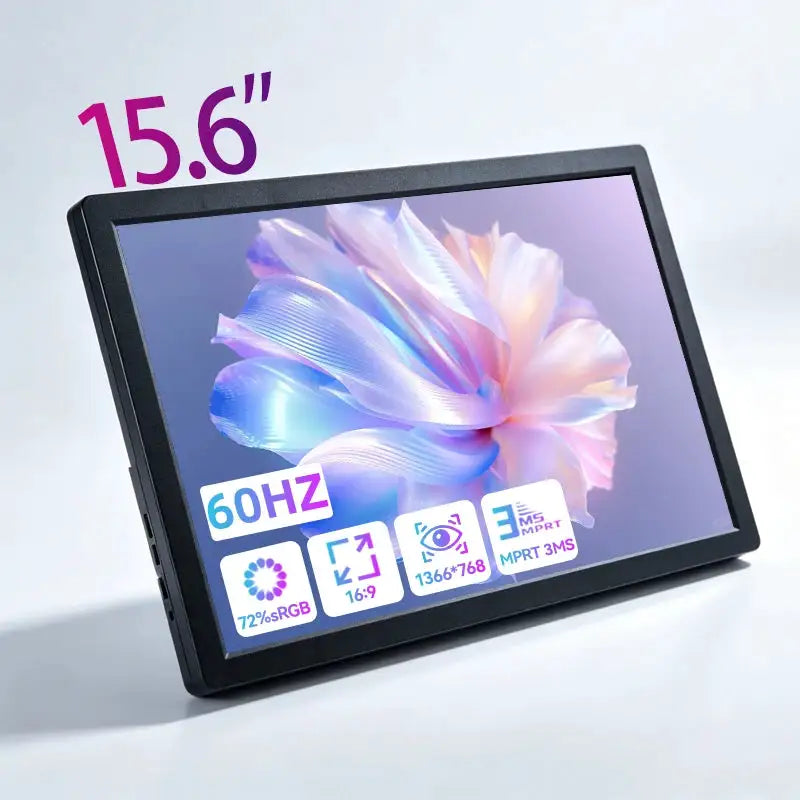14 Inch Portable Display 60Hz Resolution 1366*768 TN Panel 16:9 250cd/㎡ Brightness 3ms Response Portable Monitor For LaptopPhone