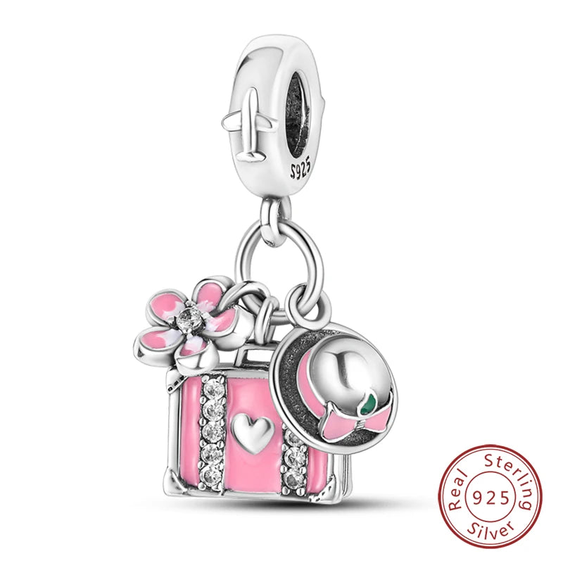 Sterling Silver Colorful Travel Luggage