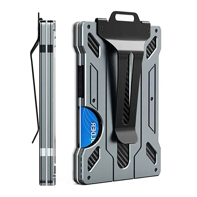 Men Slim Aluminum Wallet With RFID Blocking Money Clip
