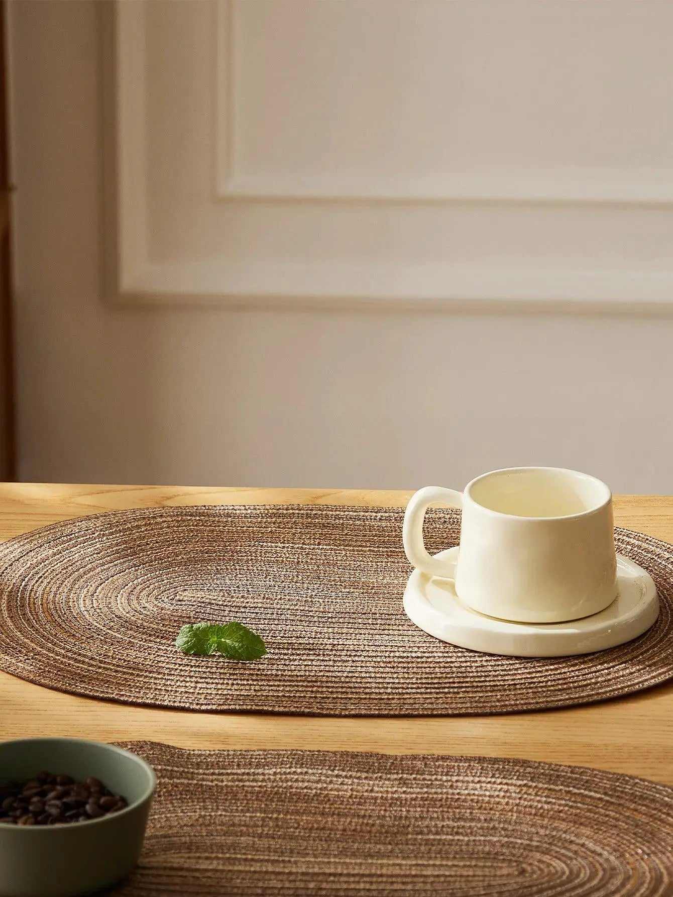 4 Piece Oval Rope Cotton Braided Table Place Mats Washable