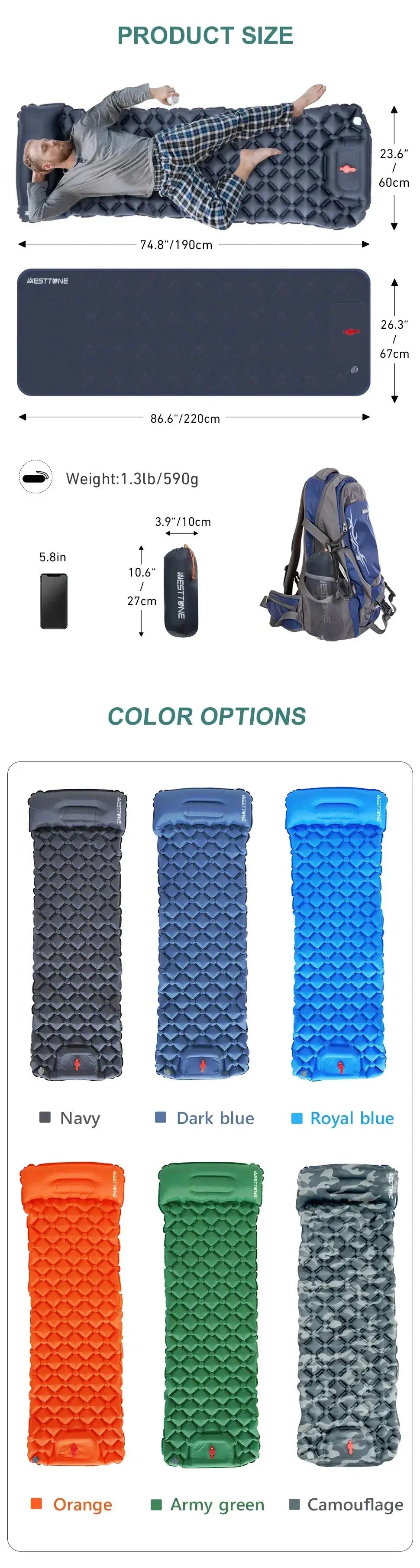 WestTune Ultralight Camping Sleeping Pad — product view 17