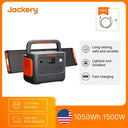 Jackery E1000AC 1050Wh Portable Power Station with 200W Solar Panel & 5m Extension Cable, 1500W Pure Sine Wave AC Output, 3000W Surge, LiFePO4 Battery, 100W USB-C and Fast Recharge for Camping, RV Trips and Home Emergency Bac