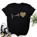 Summer 90s Leopard Heartbeat Harajuku Graphic Womens T Shirt