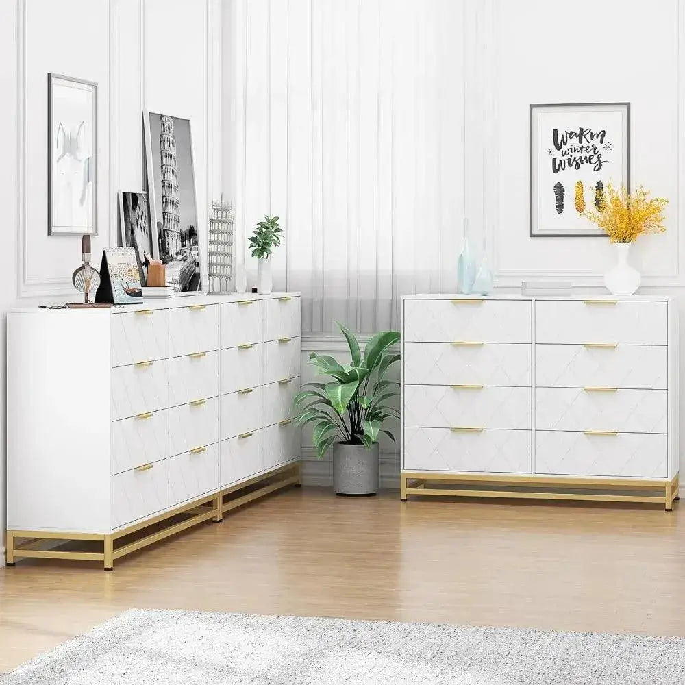 White Dresser With 8 Drawers For Bedroom Storage Solution