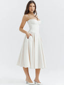 Mingmingxi Elegant Dress for Summer Pink Midi Dress