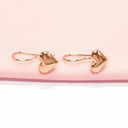 14K Rose Gold Heart Shaped Drop Earrings For Women Glossy Classic Jewelry