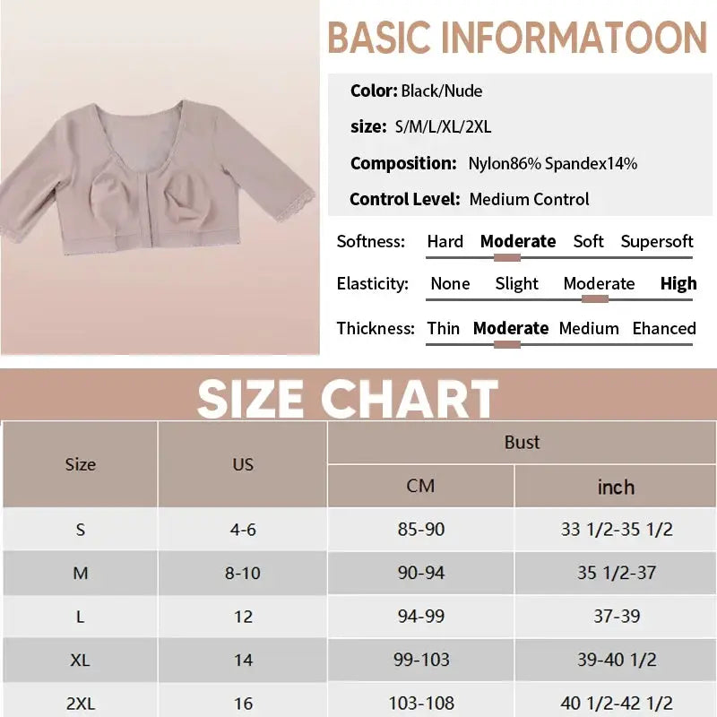 Womens Arm Shapewear Posture Corrector Tops With Compression