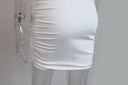 Women White Spaghetti Strap Backless Bodycon Mini Dress For Party Nightclub Slim