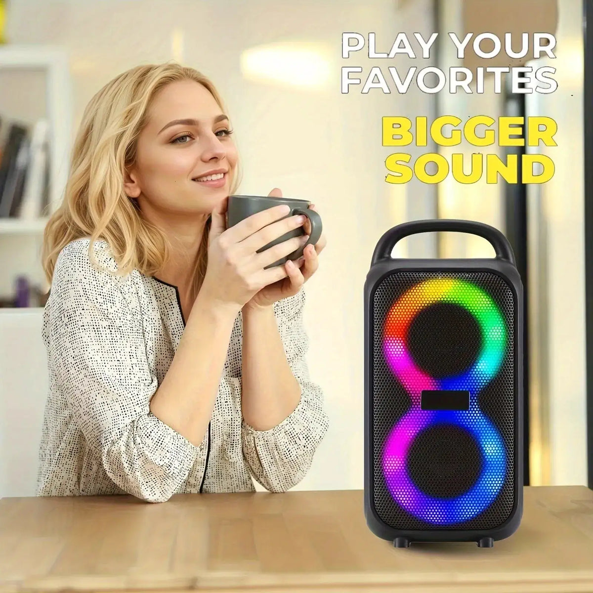 Professional Large Bluetooth Speaker with Microphone, Portable Design, Featuring JBL Subwoofer Party Box, LED Lights, Compatible with BT/USB/TF/AUX/FM/TWS/MIC/EQ Functions, Professional Karaoke. Ideal Gift for Birthdays, Chri