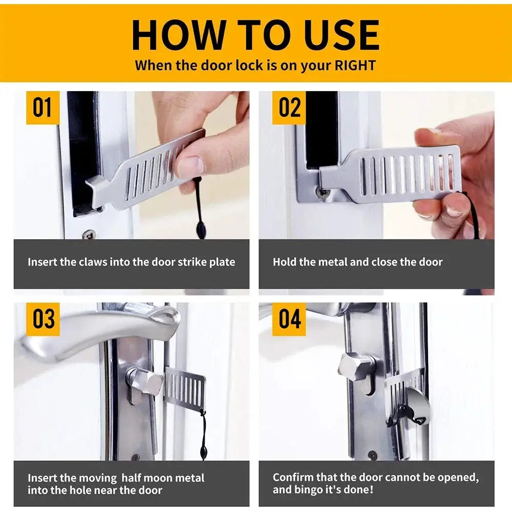 Portable Door Lock Travel Home Security Extra Lock for Additional Privacy and Safety in Room Hotel Apartment Dorm Door Stopper
