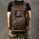 Vintage Crazy Horse Leather Backpack Men