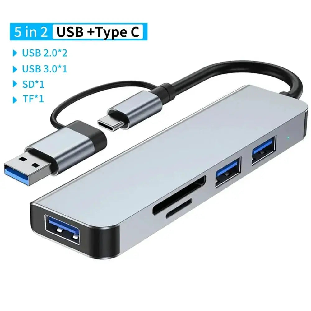 USB C Hub 8 In 2 Type C Splitter USB 3.0 Hub Adapter