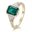 Sterling Silver Silver Gold Lab Grown Emerald Ring