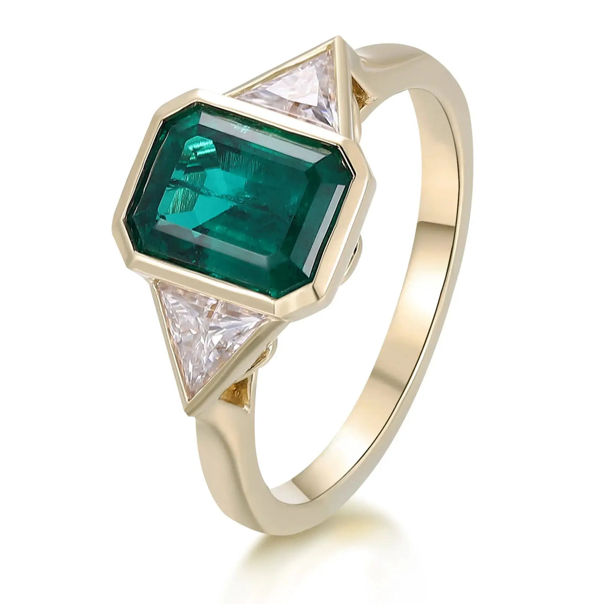 Sterling Silver Silver Gold Lab Grown Emerald Ring — product image 1