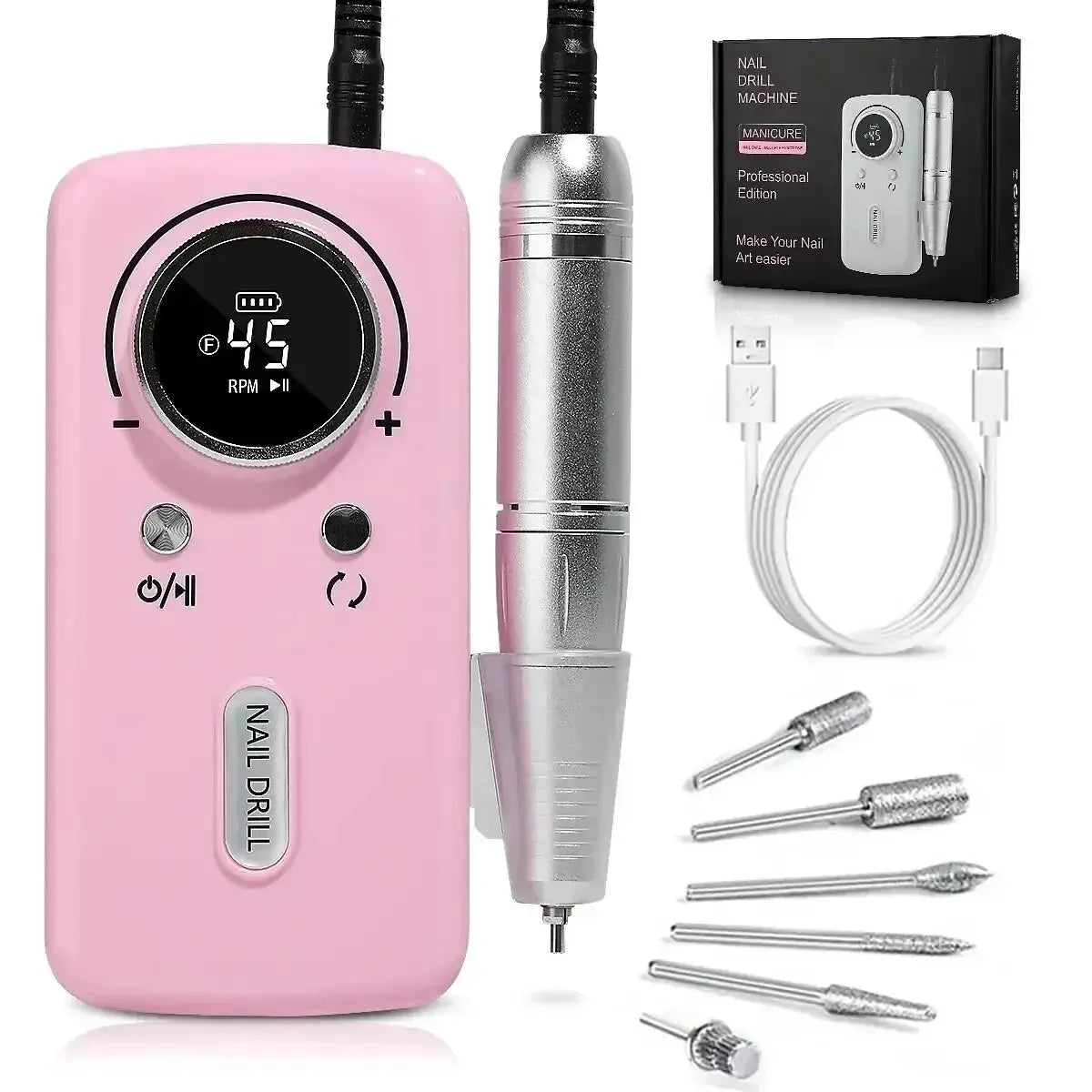 45000RPM Professional Electric Nail Drill Portable Nail File
