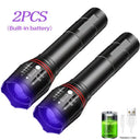 Zoomable UV Flashlight - Rechargeable Pet Detector
