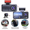 Smart 3 Channel Dash Cam for Cars 1080P Footage HD