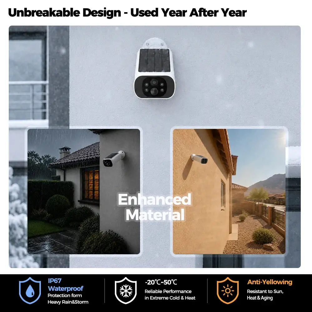 ALEVIO 2.5K Solar Security Camera WiFi Wireless Surveillance Camera Long Standby Time 24/7 Recording Color Vision Battery Cam