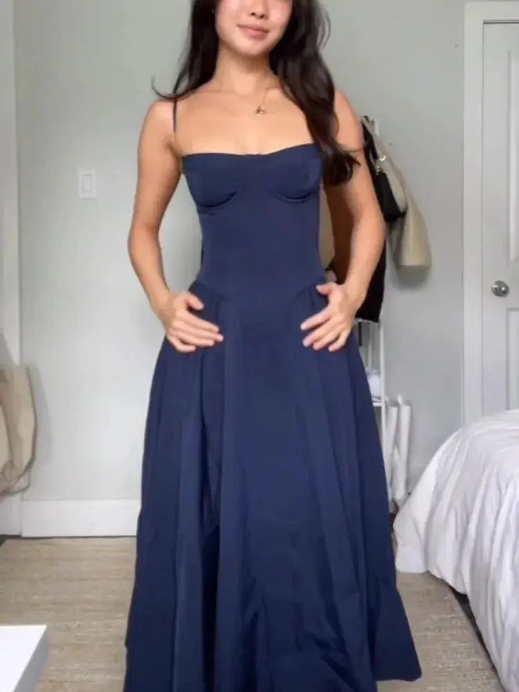 Elegant Strapless Corset Midi Dress For Weddings - OurLum.com