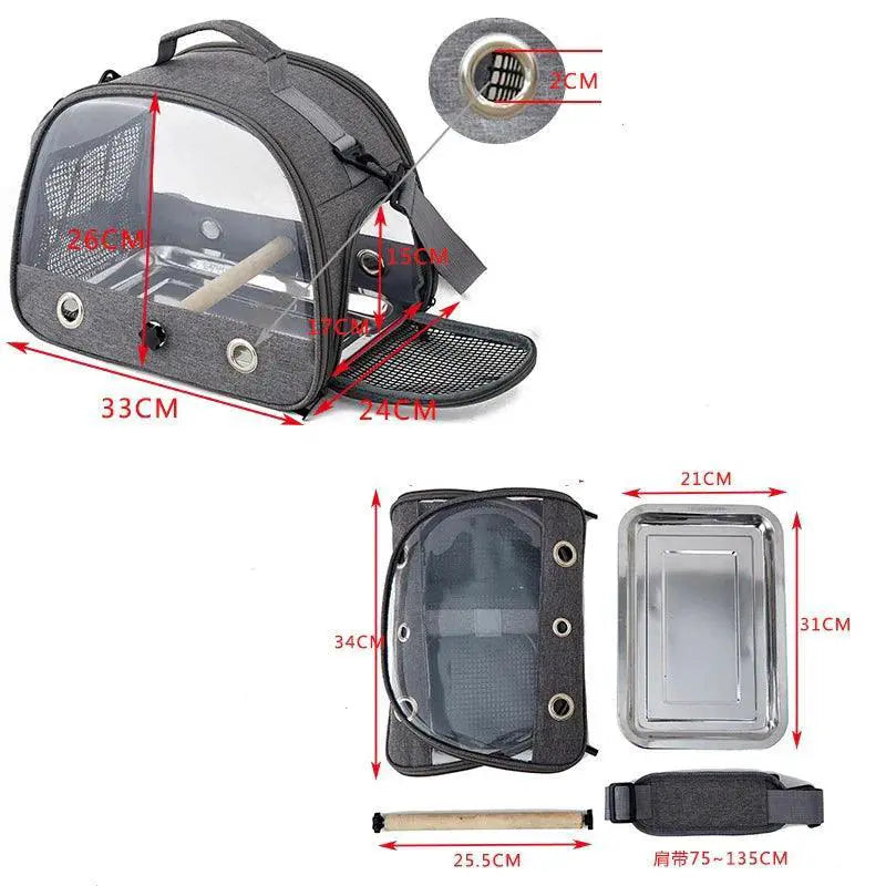 FeatherTrail Parrot Backpack With Perch Travel Carrier