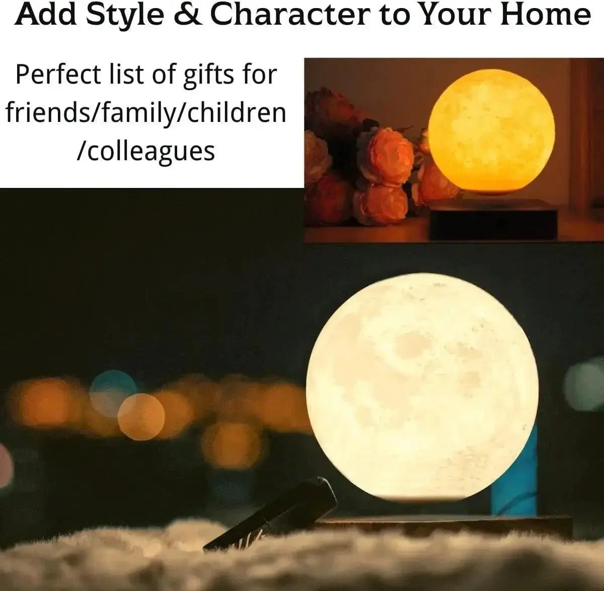Levitating Moon Lamp With Color Changing LED Lights