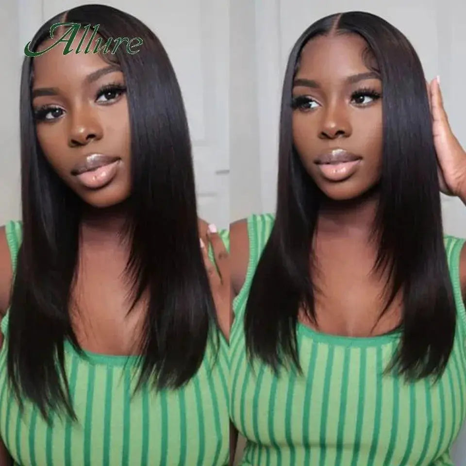 Glueless Long Straight Brazilian Lace Front Wig Pre Plucked