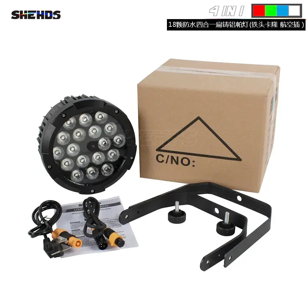 SHEHDS LED Waterproof 18x18W Par Lighting RGBWA UV 6in1