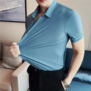 Men Solid High Elasticity Short Sleeve Shirt For Men