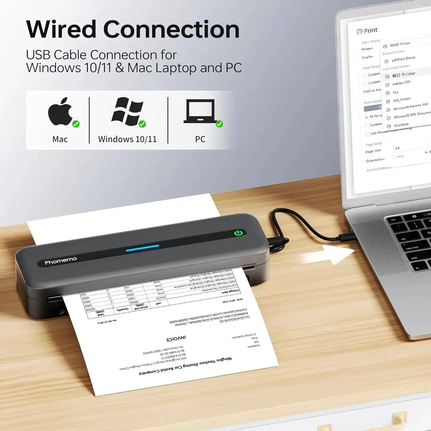 Phomemo Portable Wireless Printer M832 Thermal For Travel