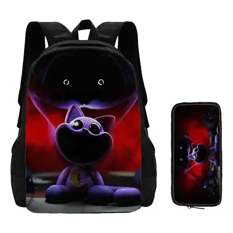 2 Piece Set Smiling Anime Critters Backpack With Pencil Bags