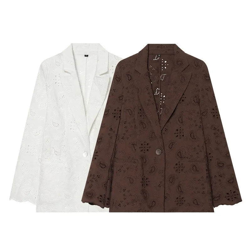 Notched Collar Button Casual Jacket
