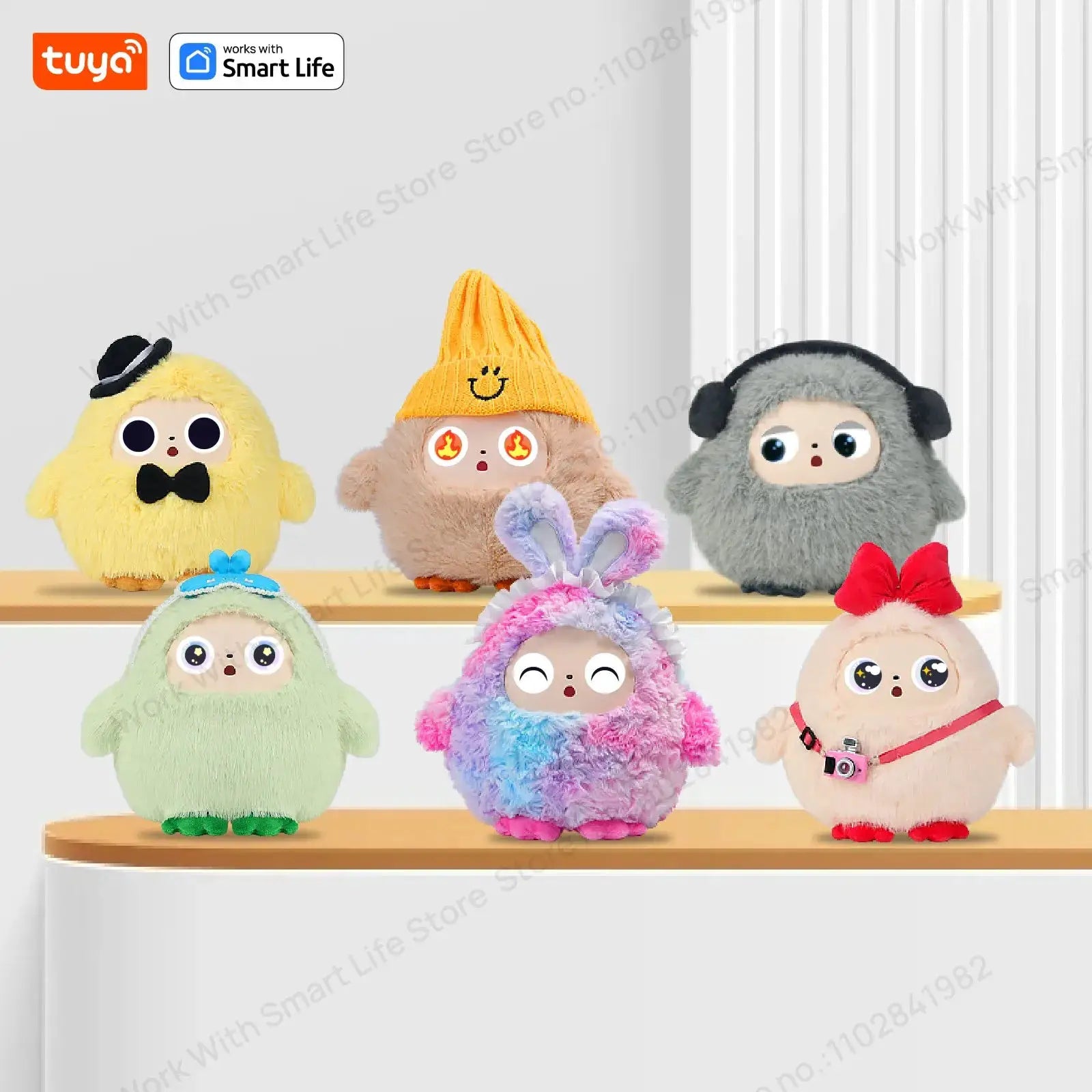 Cute Gray BOBO AI Plush Robot With LED Eyes USB Rechargeable Voice Control