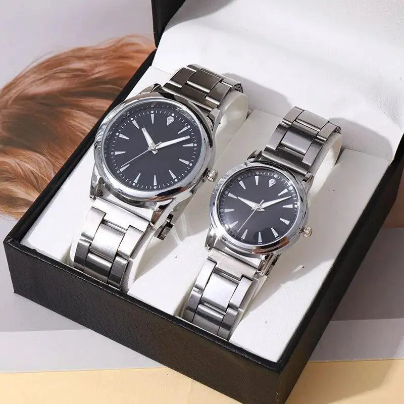 Luxury Stainless Steel Quartz Timepiece Set Couples Watch