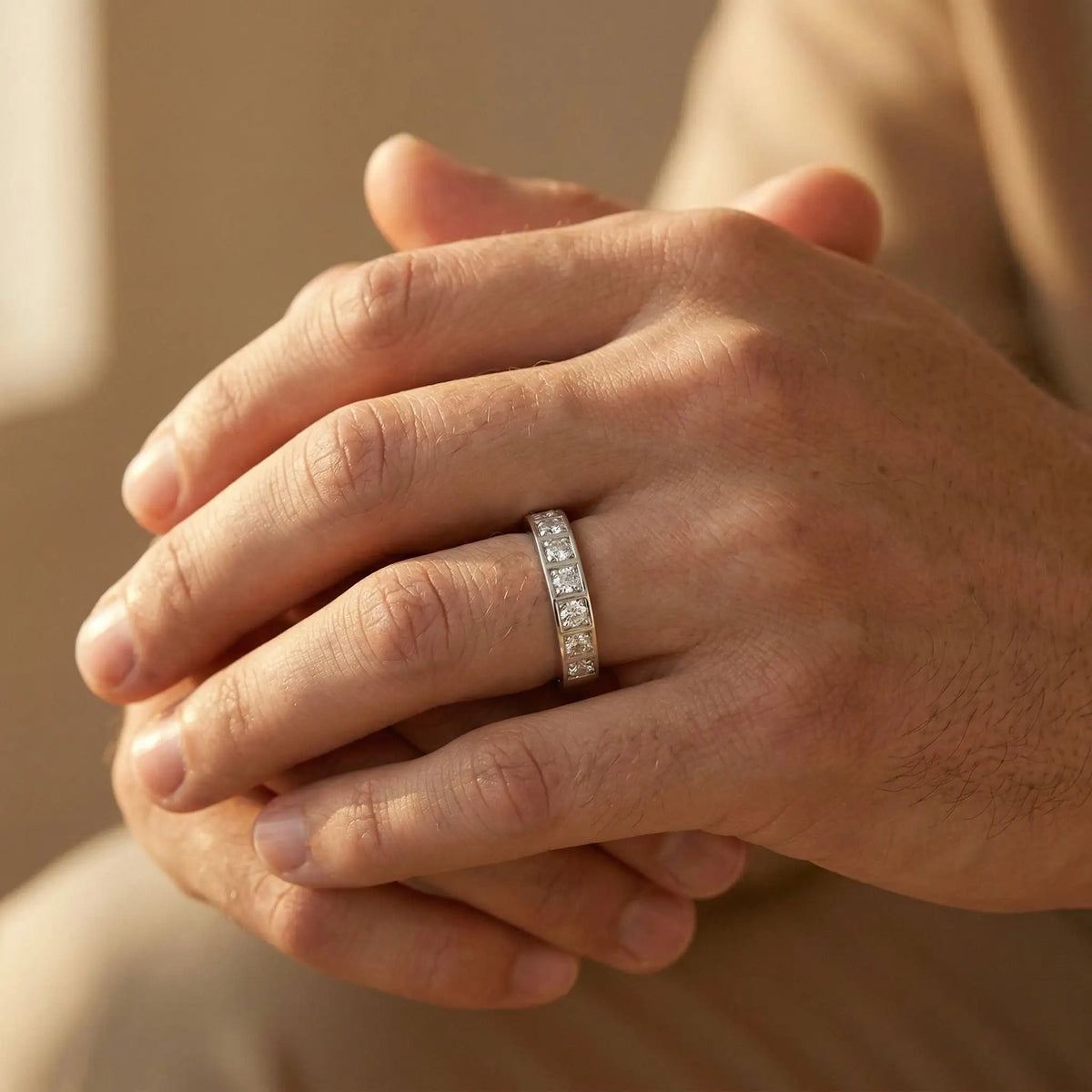 Moissanite Ring in Sterling Silver Minimalist — product view 5