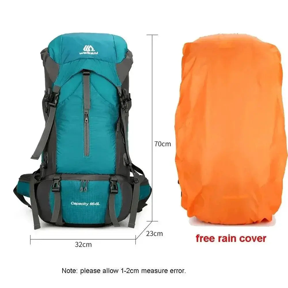 Waterproof Nylon Backpack For Camping Travel With Rain Cover