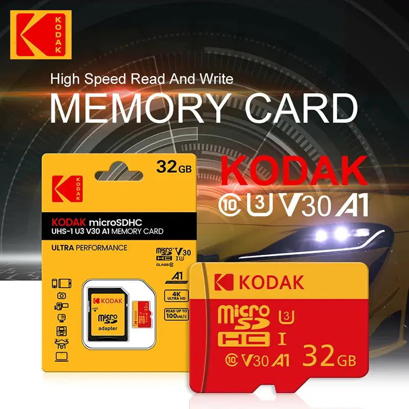 NEW KODAK Micro SD Memory Card 256GB 100MB/s Class10 U3 UHS-I 32GB 64GB 128GB TF SD Card 4K HD For Phone PC