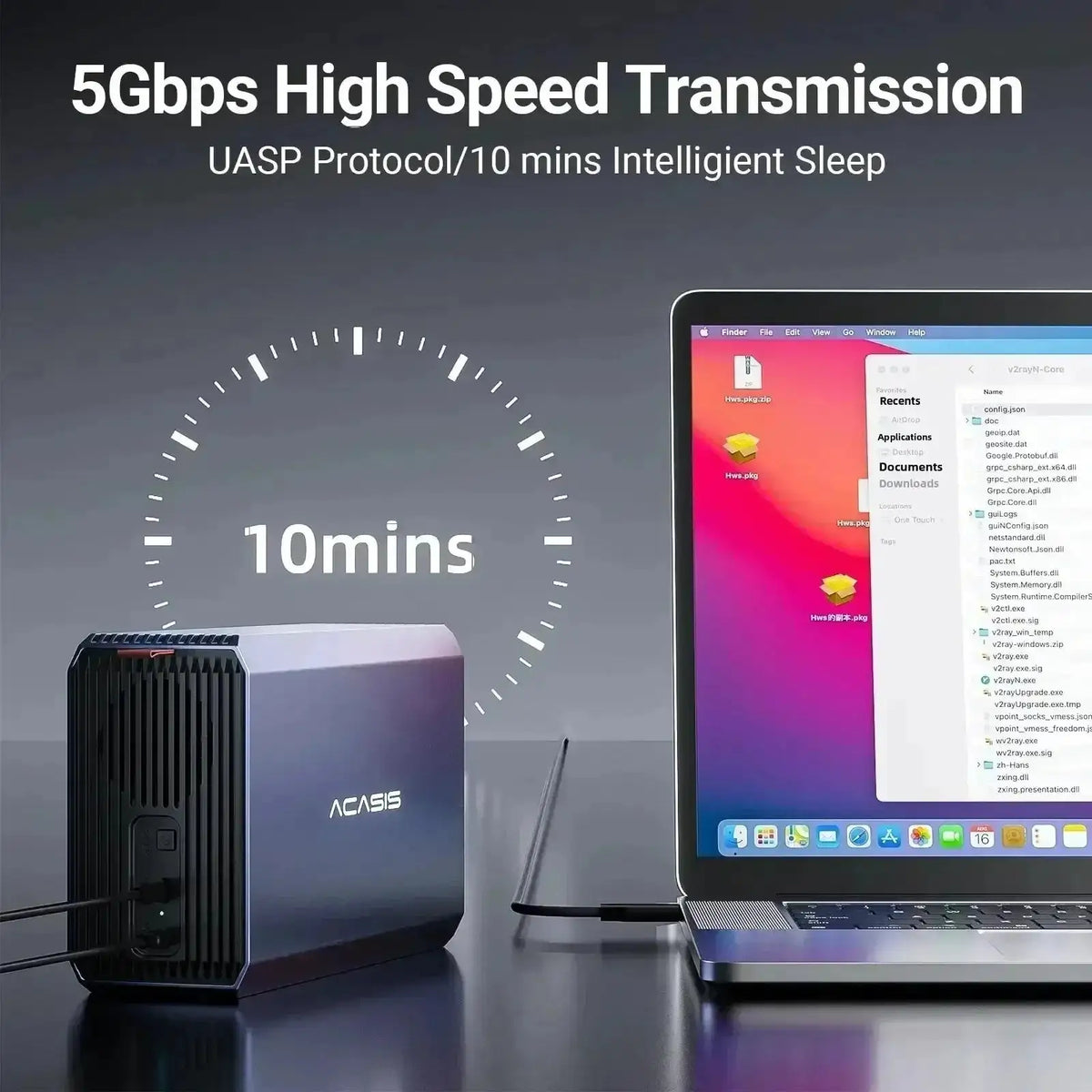 Acasis Dual Bay 3.5/2.5 Inch Sata HDD/SSD Enclosure 60TB SATA to USB Adapter with RAID Function for Data Backup Large Files