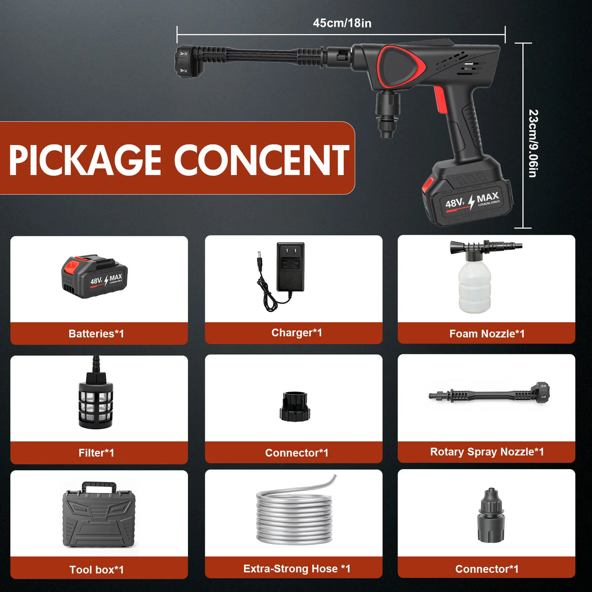 Cordless Electric High-Pressure Cleaner Washer Water Spray Gun — product view 7