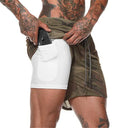Men's Double-Decker Camo Running Shorts for Gym and Fitness